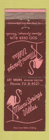 Matchbook Cover - Miami Springs Villas FL Flamingo