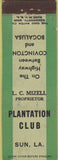 Matchbook Cover - Plantation Club Sun LA