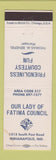 Matchbook Cover - Our Lady of Fatima Council Indianapolis IN WEAR