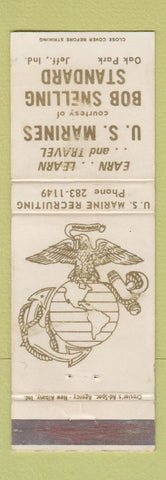 Matchbook Cover US Marines Recruiting Snelling Standard oil gas Oak Park IN WEAR
