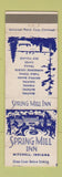Matchbook Cover - Spring Mill Inn Mitchell IN #1