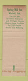 Matchbook Cover - Spring Mill Inn Mitchell IN WEAR #2