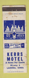 Matchbook Cover - Kerrs Motel Ladora IA WORN