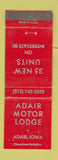 Matchbook Cover - Adair Motor Lodge IA