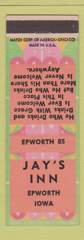 Matchbook Cover - Jay's Inn Epworth IA low phone #