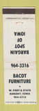Matchbook Cover - Bacot Furniture Ankeny IA