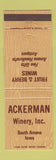 Matchbook Cover - Ackerman Winery South Amana IA