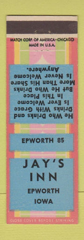 Matchbook Cover - Jay's Inn Epworth IA low phone #