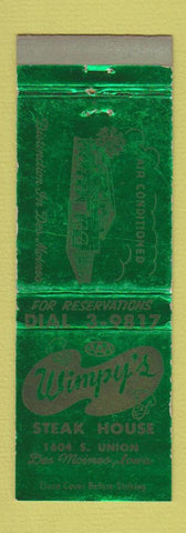 Matchbook Cover - Wimpy's Steak House Des Moines IA WEAR