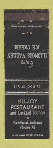 Matchbook Cover - Nu Joy Restaurant Kentland IN low phone # WORN