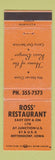 Matchbook Cover - Ross' Restaurant Bettendorf IA
