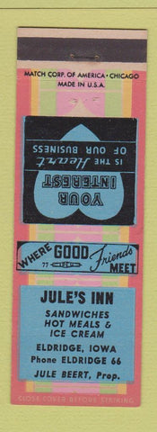 Matchbook Cover - Jule's Inn Eldridge IA low phone #