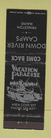 Matchbook Cover - Down River Camps Princeton ME BLACK WEAR