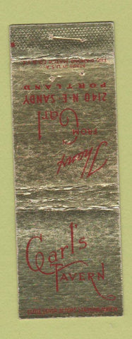 Matchbook Cover - Carl's Tavern Portland ME PRINTING ERROR WEAR