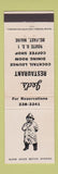 Matchbook Cover - Jed's Restaurant Belfast ME
