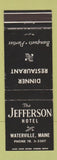 Matchbook Cover - Jefferson Hotel Waterville ME