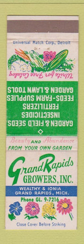 Matchbook Cover - Grand Rapids Growers Flowers MI Seed fertilizer