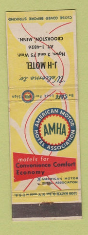 Matchbook Cover - JH Motel Crookston MN