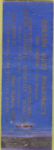 Matchbook Cover - Golden Gate Pharmacy San Francisco? WORN