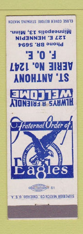Matchbook Cover - Eagles Club St Anthony Aerie Minneapolis MN