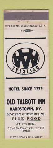 Matchbook Cover - Old Talbott Inn Bardstown KY