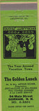 Matchbook Cover - Golden Lunch Gorham NH