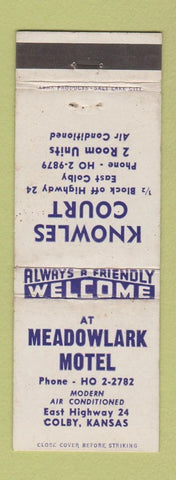 Matchbook Cover - Meadowland Motel Colby KS