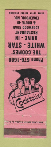 Matchbook Cover - Coomes' White Star Drive In Restaurant Edgewood MD WORN