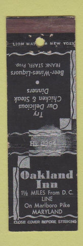 Matchbook Cover - Oakland Inn MD Marlboro Pike WEAR