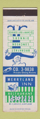 Matchbook Cover - Merryland Inn Restaurant Arnold MD