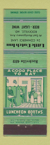 Matchbook Cover - Little Dutch Inn Rockville MD low phone # deco
