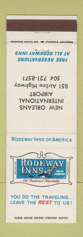 Matchbook Cover - Rodeway Inns New Orleans LA Airport