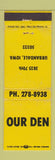 Matchbook Cover - Our Den Urbandale IA