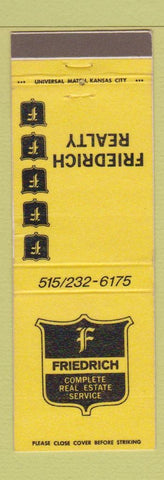 Matchbook Cover - Friedrich Real Estate Ames IA