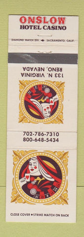 Matchbook Cover - Onslow Hotel Casino Reno NV