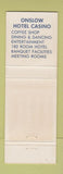 Matchbook Cover - Onslow Hotel Casino Reno NV