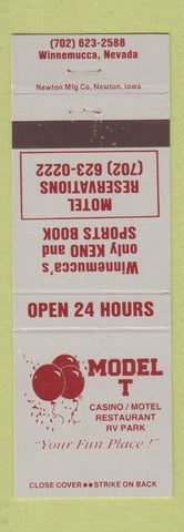 Matchbook Cover - Motel T Casino Motel Winnemucca NV