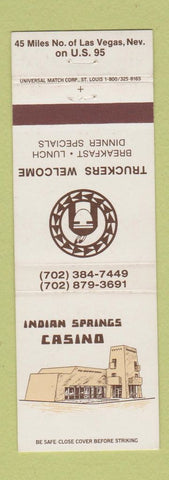 Matchbook Cover - Indian Springs Casino NV