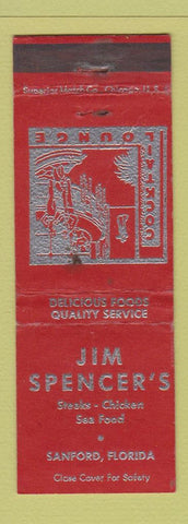 Matchbook Cover - Jim Spencer's Restaurant Sanford FL WORN