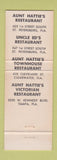 Matchbook Cover - Aunt Hattie's Uncle Ed's Towne House St Petersburg Tampa FL