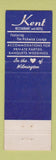 Matchbook Cover - Kent Restaurant Motel Wilmington DE