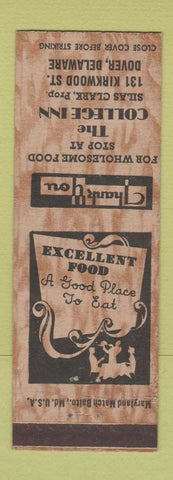Matchbook Cover - The College Inn Dover DE