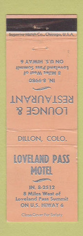 Matchbook Cover - Loveland Pass Motel Dillon Colorado WEAR
