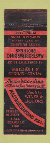 Matchbook Cover - Mastroberardino Bros Liquor Norwalk CT WORN