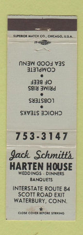 Matchbook Cover - Jack Schmitt's Harten House Waterbury CT GREY