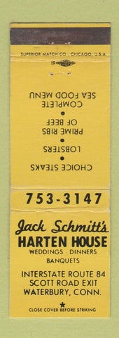 Matchbook Cover - Jack Schmitt's Harten House Waterbury CT YELLOW