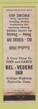 Matchbook Cover - Bel Vedere Inn Plainville CT WEAR