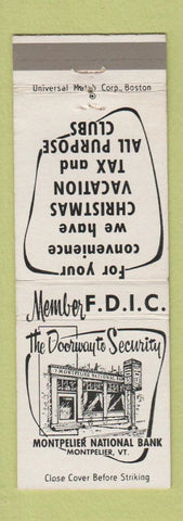 Matchbook Cover - Montpelier National Bank VT