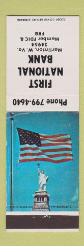 Matchbook Cover - First National Bank Marlinton WV WEAR