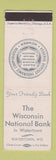Matchbook Cover - Wisconsin National Bank Watertown WI #1
